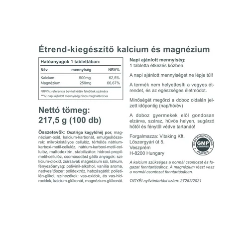 Vitaking Kalcium-Magnézium - 100 db