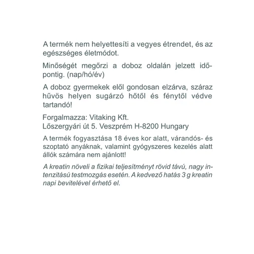 Vitaking Kreatin Monohidrát 250 g