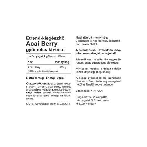 Vitaking Acai Berry Kivonat - 60 db