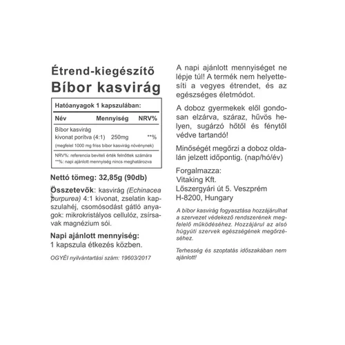 Vitaking Echinacea (Bíbor Kasvirág) Kivonat - 90 db