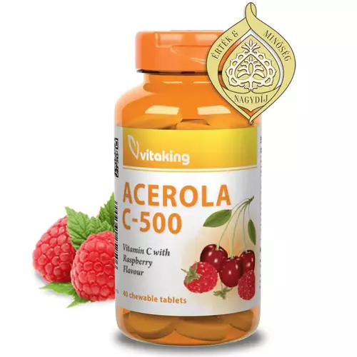 Vitaking Acerola C-500 Málnás ízben - 40 db - Natur Reform