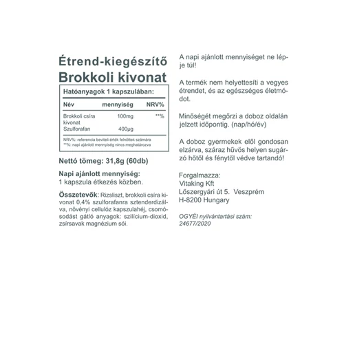Vitaking Brokkoli Kivonat 100 mg - 60 db