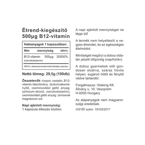 Vitaking B12-Vitamin - 100 db