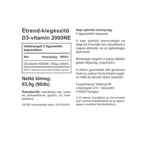 Vitaking D3-Vitamin 2000NE – 90 db