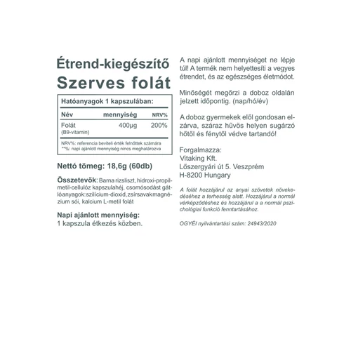 Vitaking Folát 400 µg - 60 db