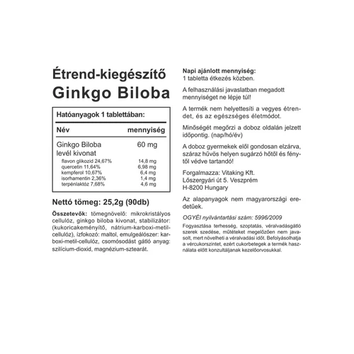 Vitaking Ginkgo Biloba 60 mg - 90 db 
