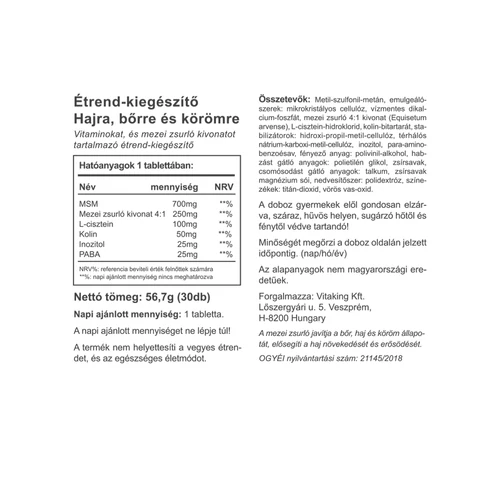 Vitaking Haj, Bőr, Köröm Komplex – 30 db