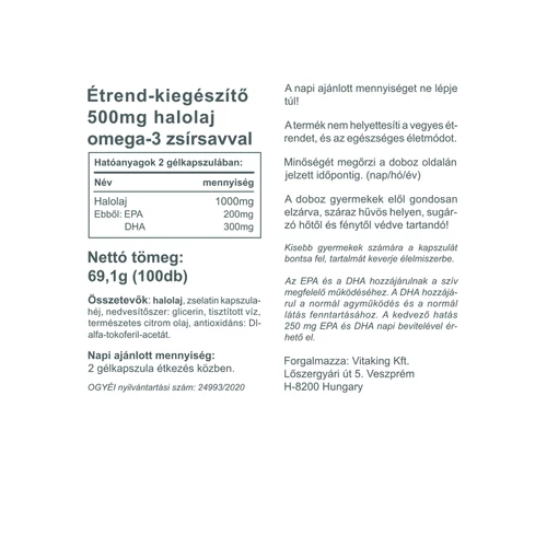 Vitaking Omega-3 Kids 500 mg - 100 db