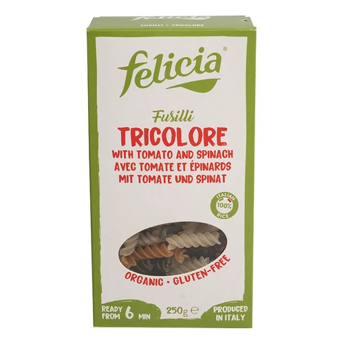 Felicia Bio rizs fusilli trikolor gluténmentes tészta 250 g