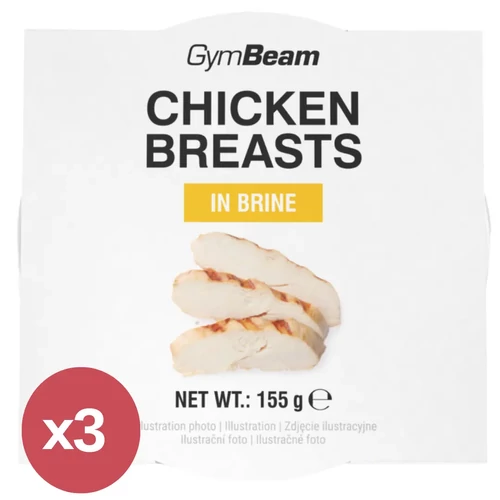 GymBeam Csirkemell saját levében TRIO 3x155 g – adalékmentes, magas fehérjetartalmú csirkemell
