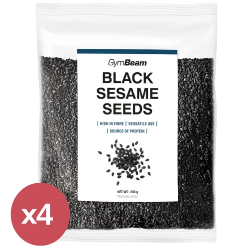 GymBeam Fekete Szezámmag 4x200 g, tápanyagban gazdag mag az ázsiai konyha ízvilágával