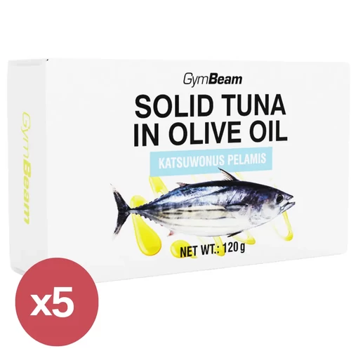 GymBeam Tonhal olívaolajban 5x120 g – fehérjedús és omega-3-ban gazdag tonhal