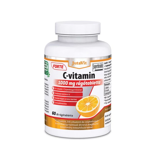JutaVit C-vitamin 1000mg Forte rágótabletta+D3+csipkeb.kivonat - 60 db (narancs)