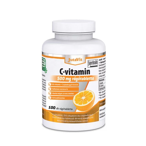 JutaVit C-vitamin 500mg rágótabletta+D3+csipkeb.kivonat - 100 db (narancs)
