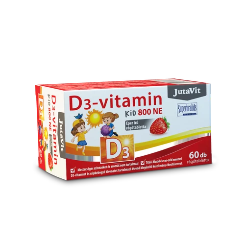 JutaVit D3-vitamin 800-NE KID eper ízű rágótabletta - 60 db 