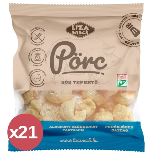 Liza Snack Tepertő pörc sós 21x30 g, ropogós magyaros snack kis kiszerelésben