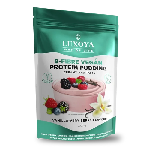 LUXOYA 9-Fibre Vegan Protein Pudding 45 g - Vanília-Bogyós gyümölcs ízű