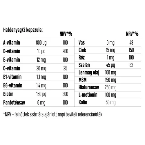 LUXOYA BEAUTY & HAIR VITAMIN - HAJ & BŐR & KÖRÖM VITAMIN 60 db