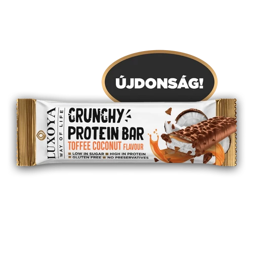 LUXOYA CRUNCHY PROTEIN BAR - ROPPANÓS FEHÉRJE SZELET 45 g - Karamella Kókusz ízű