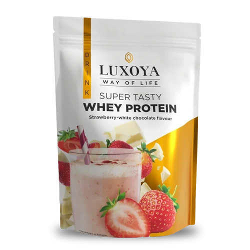 LUXOYA Tejsavó koncentrátum italpor 450 g DOY - Eper-Fehér csokoládé ízű