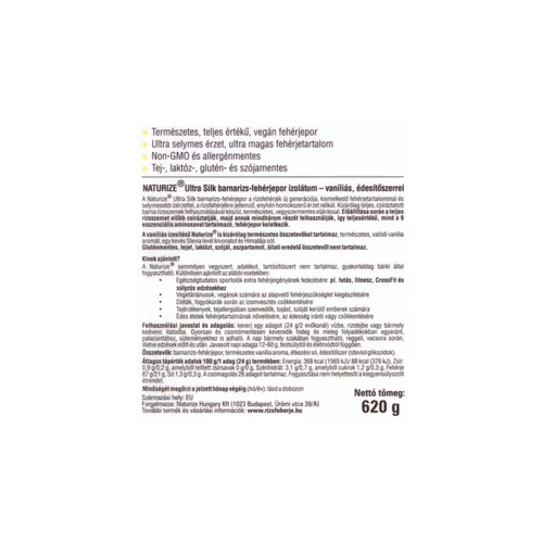 Naturize Ultra Silk Vaníliás barnarizs fehérje 620 g