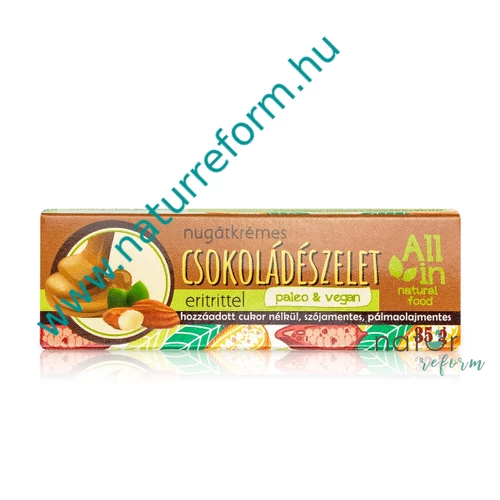 ALL IN natural food Nugátkrémes csokoládészelet eritrittel 35 g