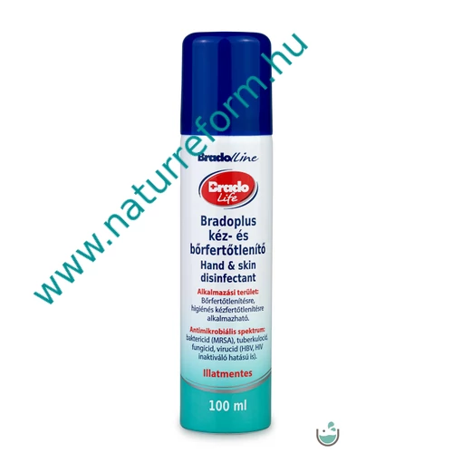 BradoLife Kéz- és bőrfertőtlenítő ALU pumpás aeroszol 100 ml – Natur Reform