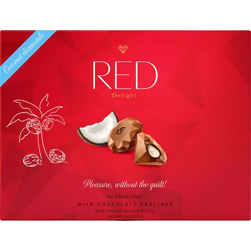 RED Delight Tejcsokoládé Praliné Kókuszos töltelékkel édesítőszerekkel 132 g