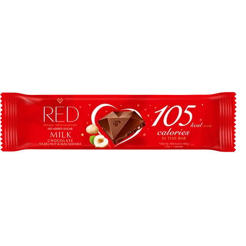 RED Delight Mogyorós és makadám diós tejcsokoládé édesítőszerekkel 26 g