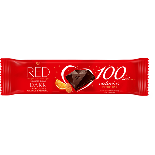 RED Delight Étcsokoládé narancs és mandula darabokkal édesítőszerekkel 26 g