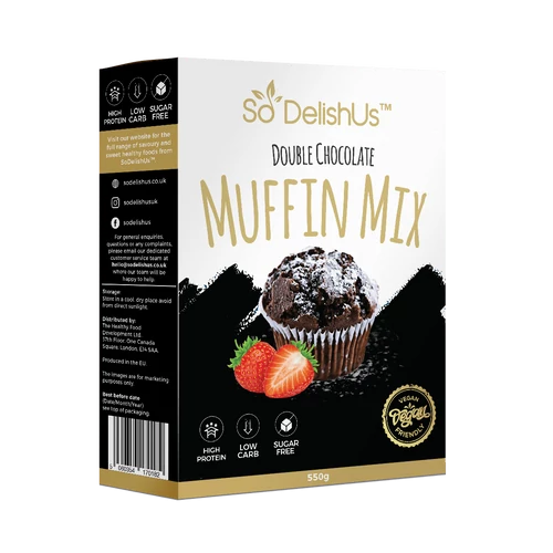 SoDelishUs szénhidrátcsökkentett dupla csokis muffin mix 550g - Natur Reform