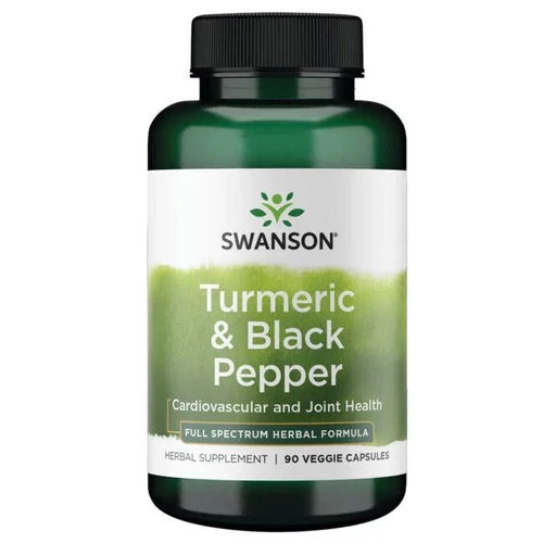 Swanson Turmeric&amp;Black Pepper (Kurkuma+ feketebors) 90 db növényi kapszula