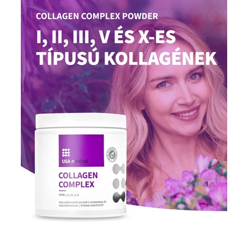 USA medical Collagen Complex – I, II, III, V & X – kollagén por 240 g