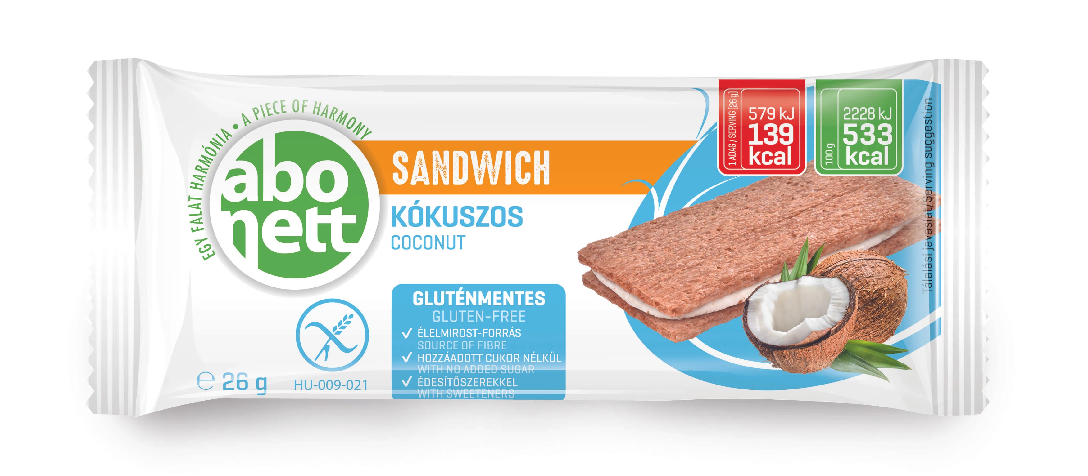 Abonett Gluténmentes szendvics, kókuszos 26 g