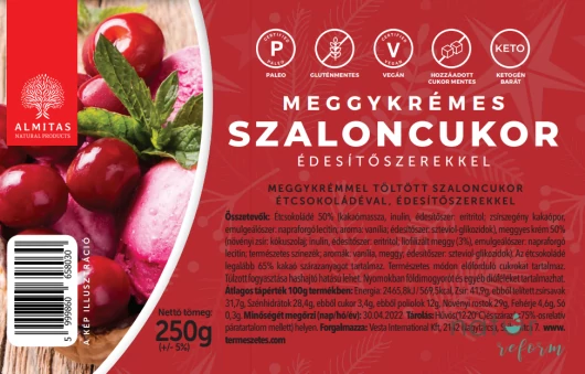 Almitas Meggykrémes szaloncukor édesítőszerrel 250 g