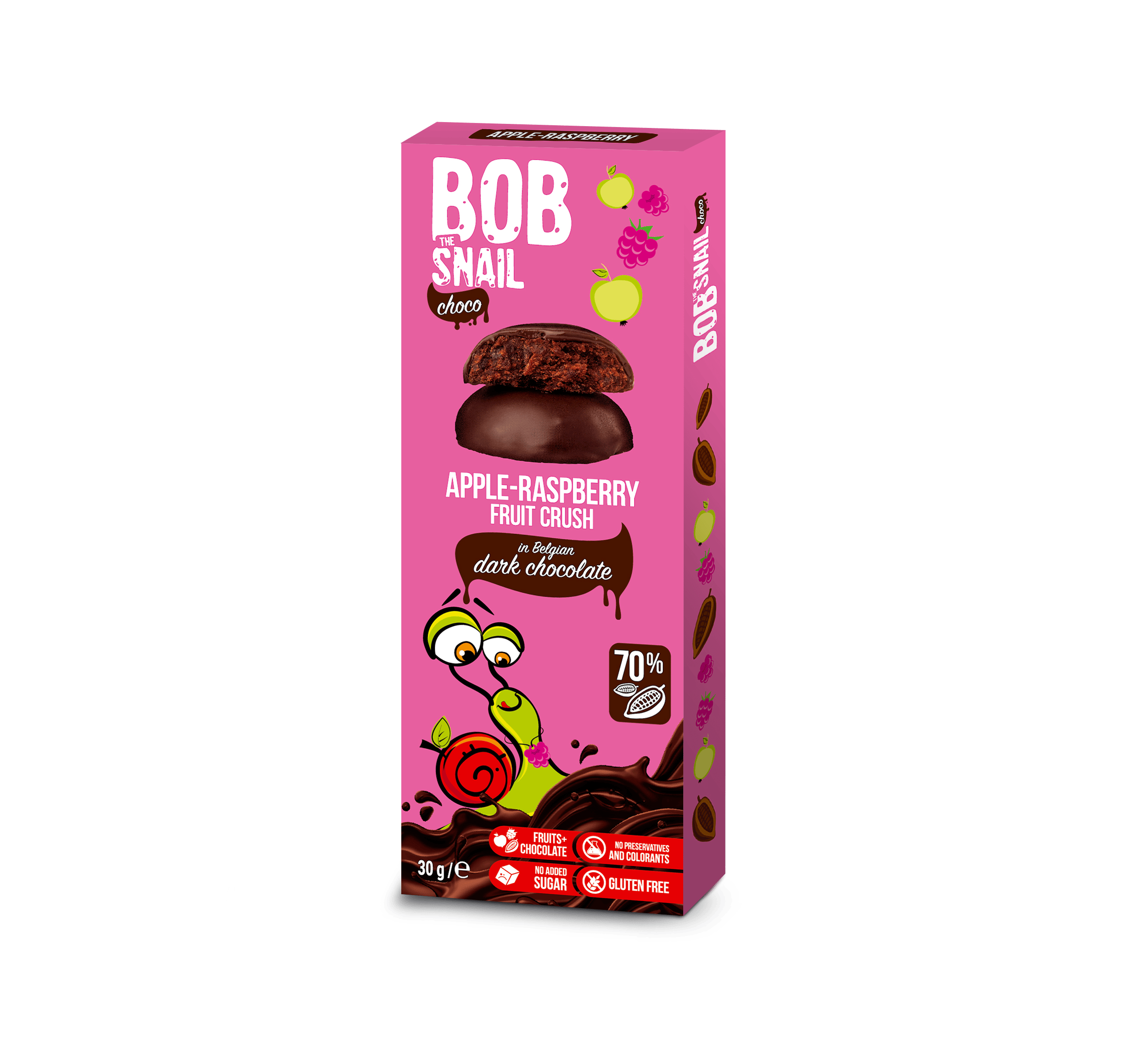 Bob Snail Gyümölcs snack étcsokoládé alma-málna 30 g
