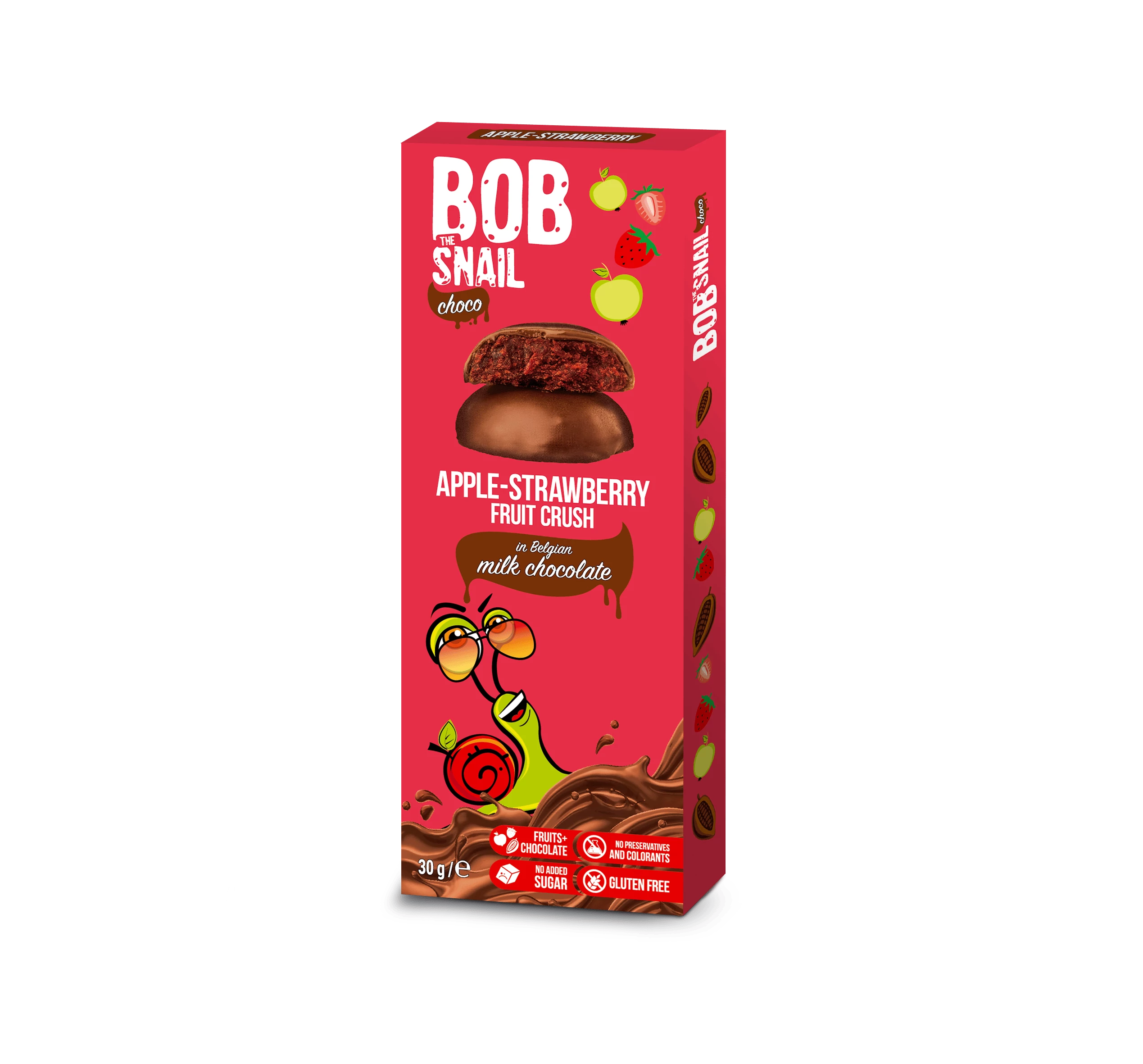 Bob Snail Gyümölcs snack tejcsokoládé alma-eper 30 g 