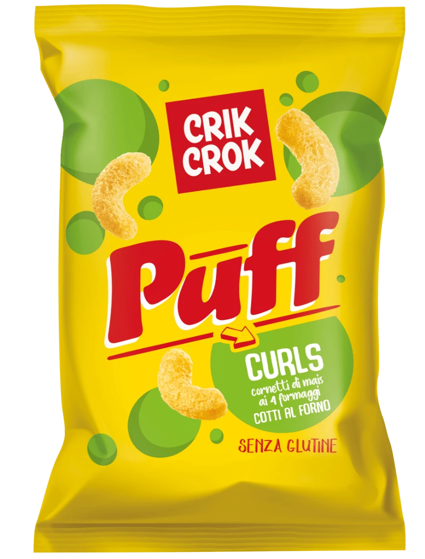 Crik Crok Puff curls - Gluténmentes négysajtos kukorica snack 110 g