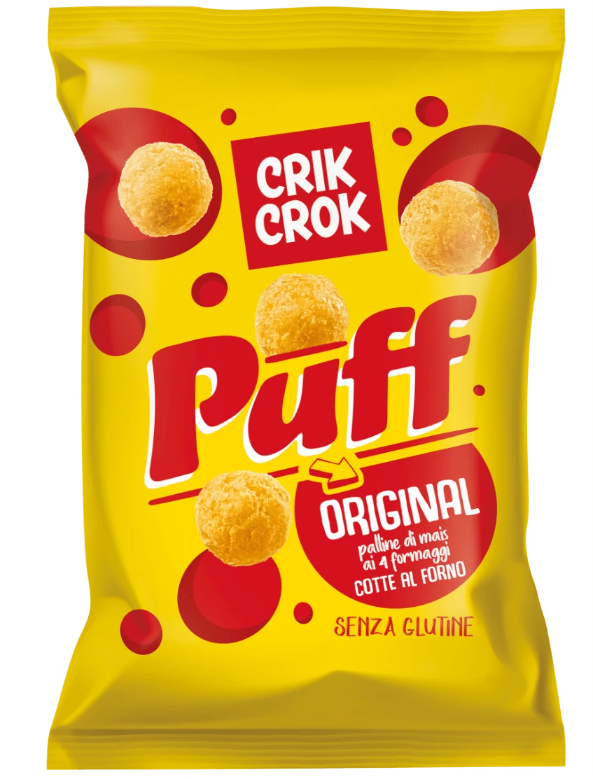 Crik Crok Puff Original - Gluténmentes négysajtos kukorica snack 110 g