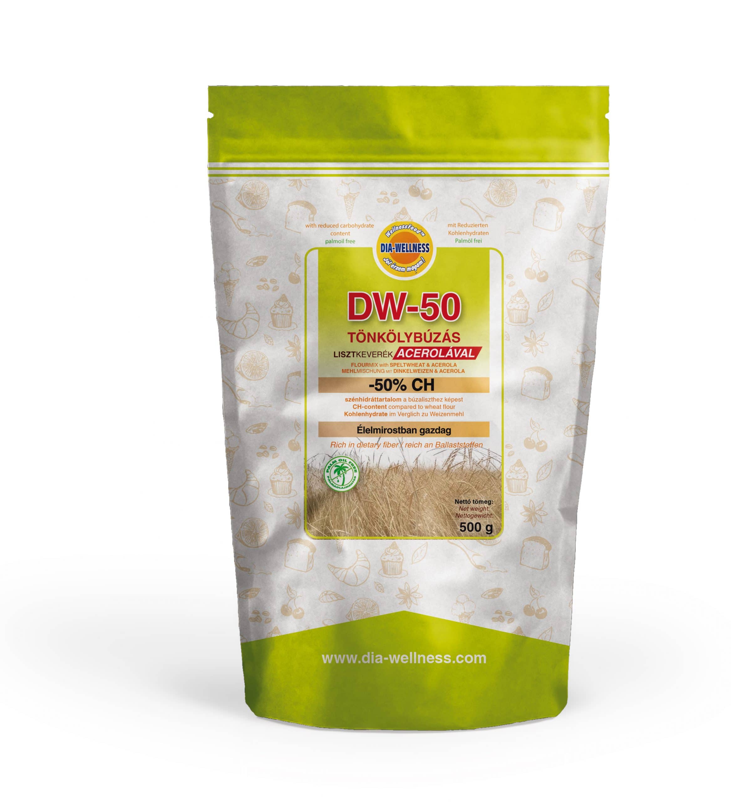 Dia-Wellness DW-50 Tönkölybúzás lisztkeverék 500 g