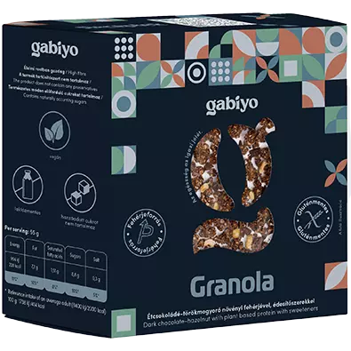 Gabiyo Étcsokoládé-törökmogyoró granola növényi fehérjével 275 g