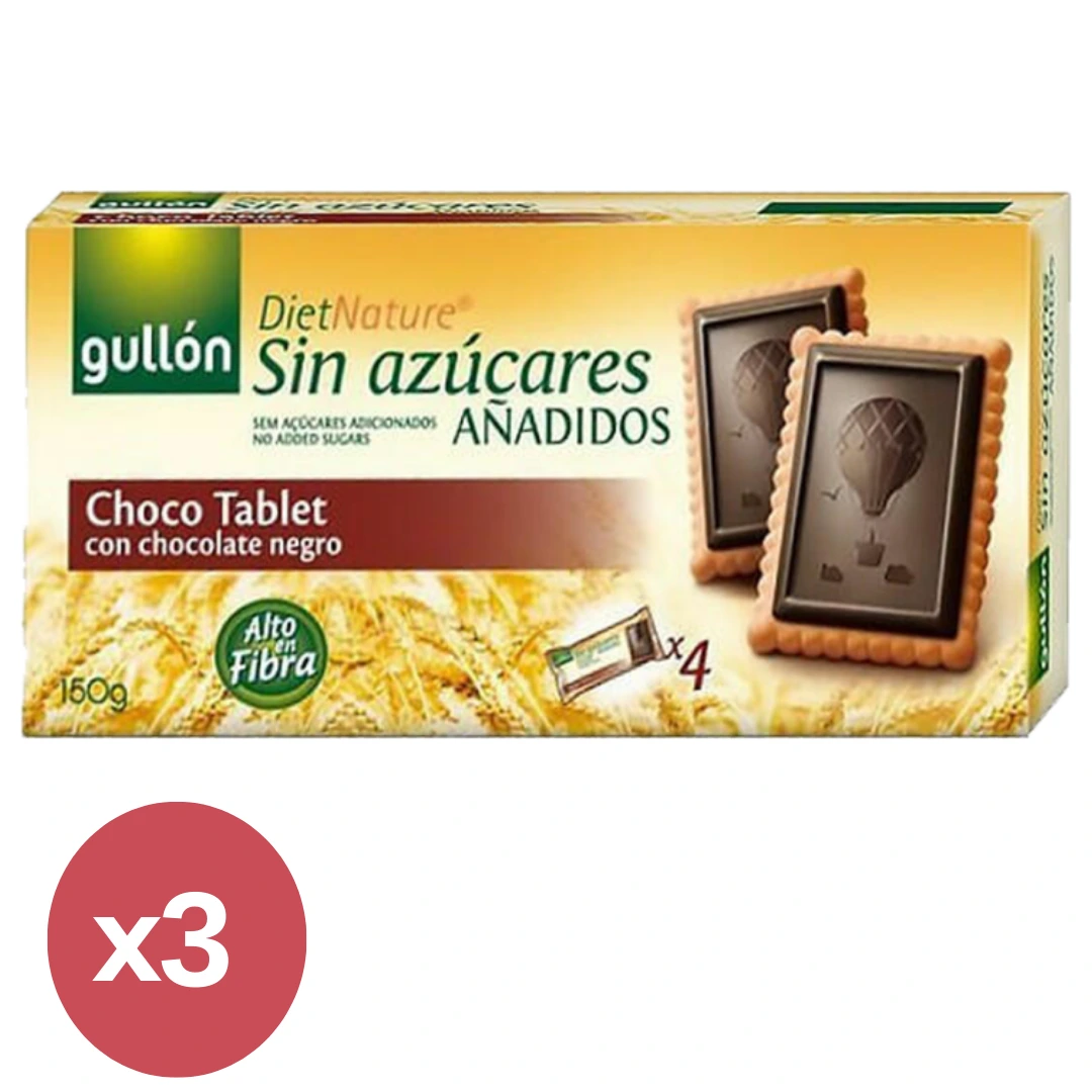 Gullón ZERO Choco Tablet - Étcsokoládés keksz 3X150 g