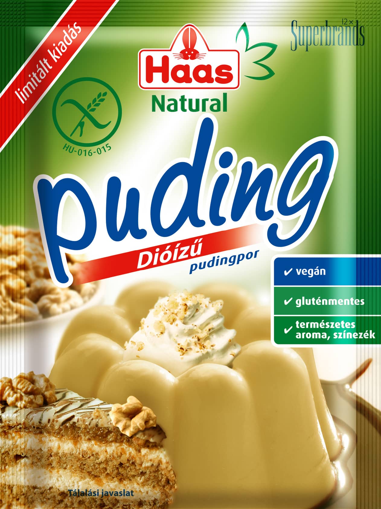 Haas Natural Dióízű pudingpor 40 g (limitált kiadás)