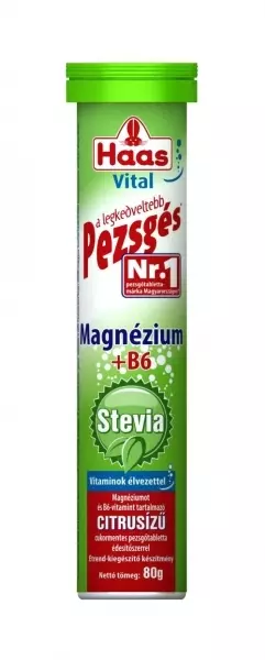 Haas Stevia Magnézium+B6 cukormentes pezsgőtabletta 80 g