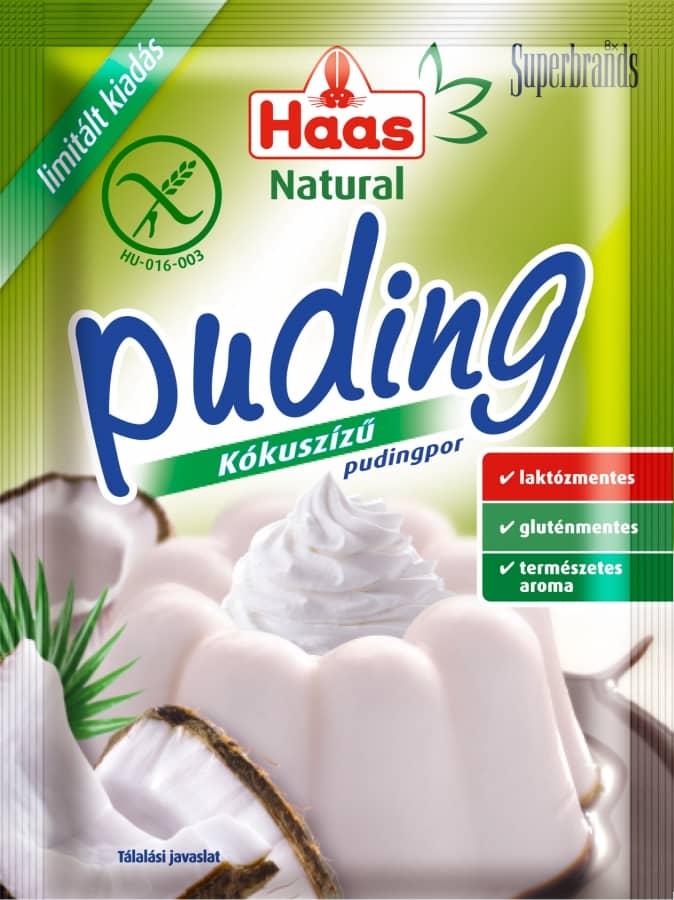Haas Natural kókuszízű pudingpor 40 g (limitált kiadás)