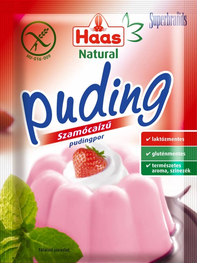 Haas Natural szamócaízű pudingpor kalciummal 40 g