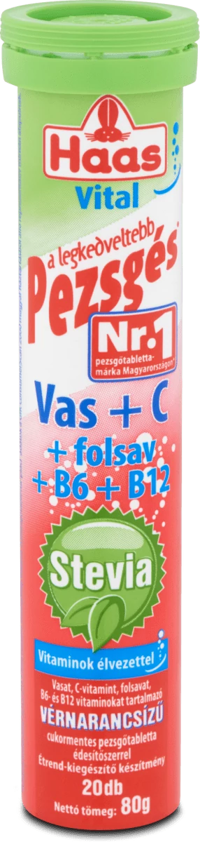 Haas Stevia Vas+C cukormentes pezsgőtabletta 80 g