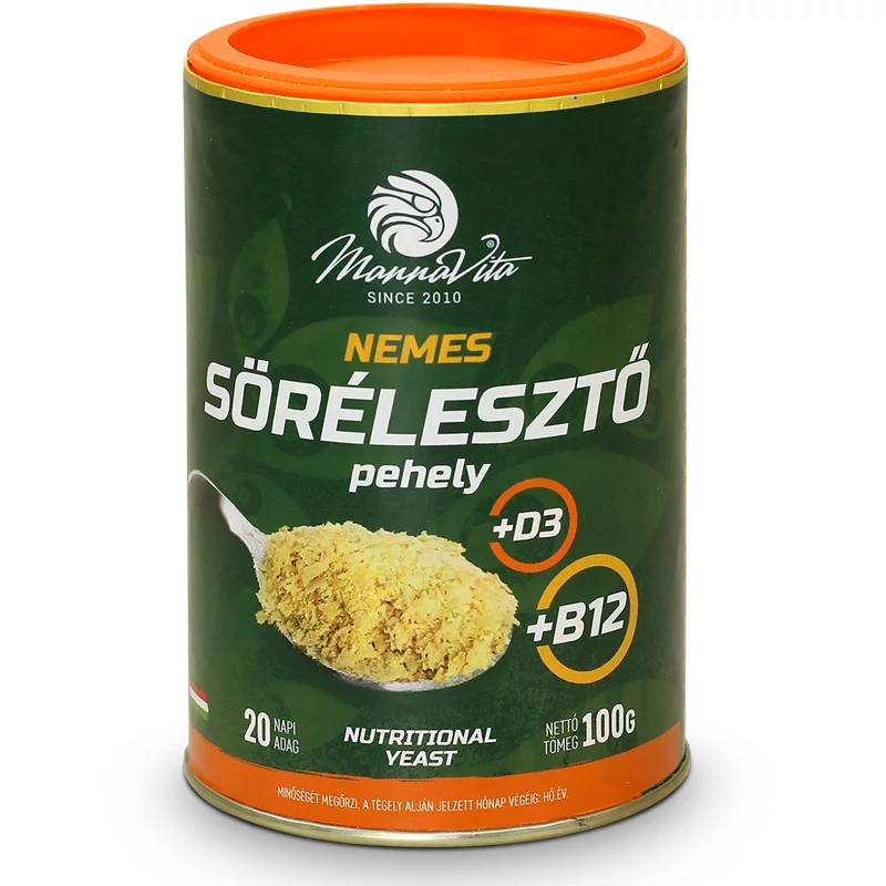 Mannavita Nemes Sörélesztő pehely + B12 + D3 vitamin, 100 g