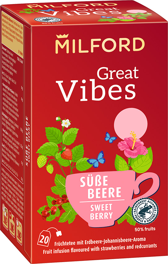 Milford Great Vibes Földieper-ribizli ízű gyümölcstea 20 db filter 