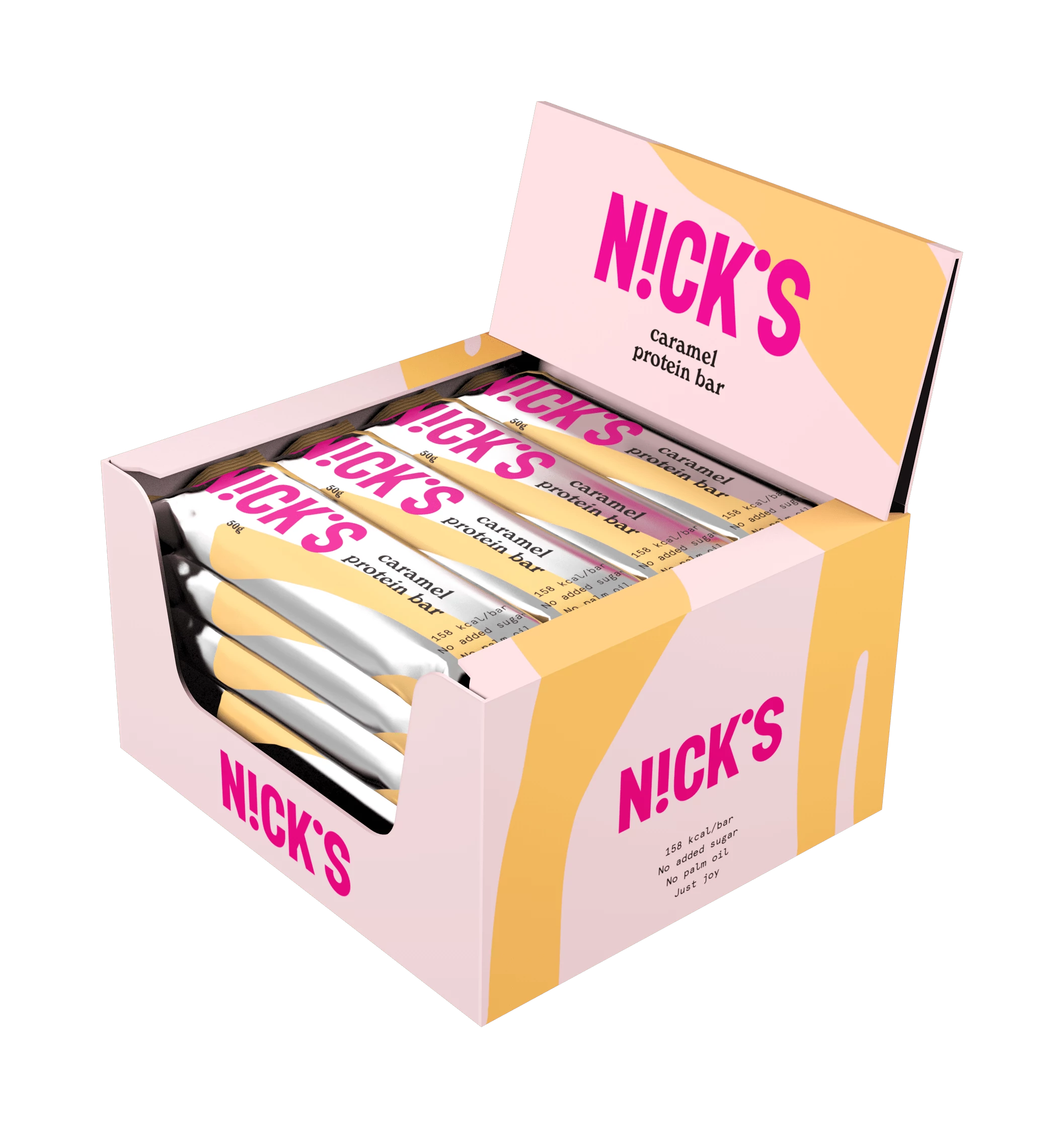 N!ck's Caramel protein bar - Gluténmentes karamellás proteinszelet kínáló 12X50 g (1 db ajándék)